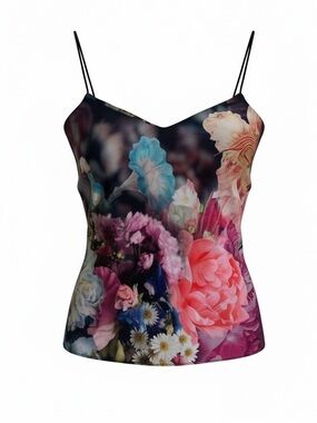Ted Baker Floral V-Neck Camisole Top Dark Botanical Cami Size Small